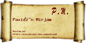 Paxián Mirjam névjegykártya